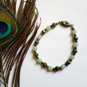 Vintage Adventurine rose bead bracelet